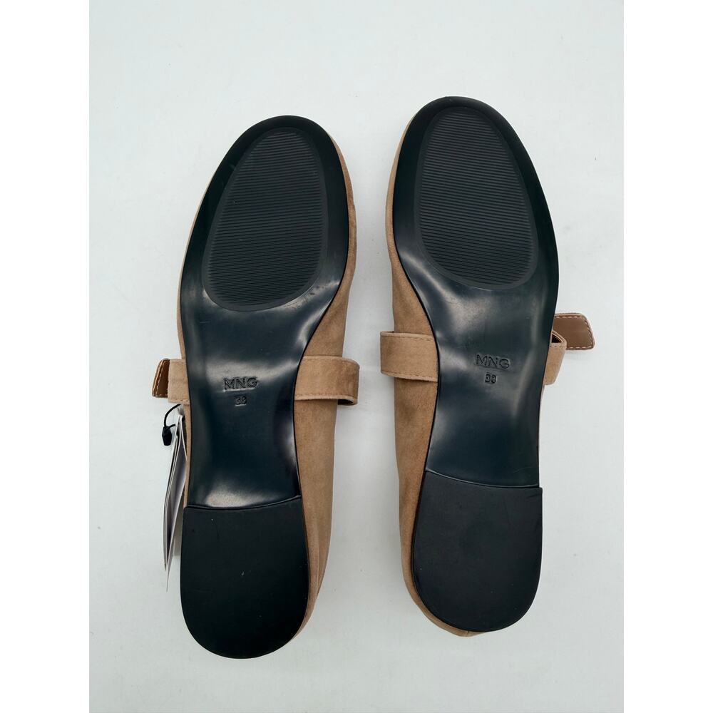 MNG Mango Sand Suede Goat Leather Mary Jane Flat Minimalist Buckle EU38 US7.5 - Picture 7 of 7